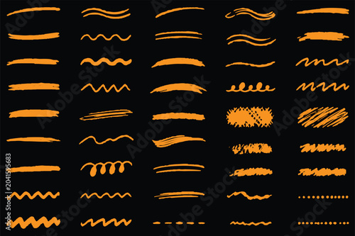 фотографія brushstroke set of varied ink marks swashes and brush elements