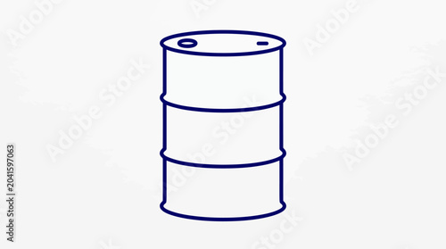 Blue outline illustration of a metal oil drum/barrel icon with stacked rings, line art vector sketch