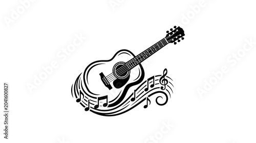 Schilderij op canvas Guitar Music Instrument Icon Design.