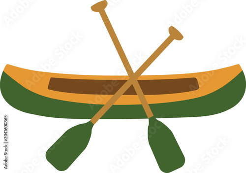 Foto Canoe with crossed paddles illustration