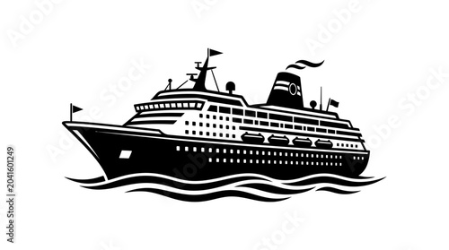 Tableau sur toile Large Cruise Ship Sailing Ocean Water.