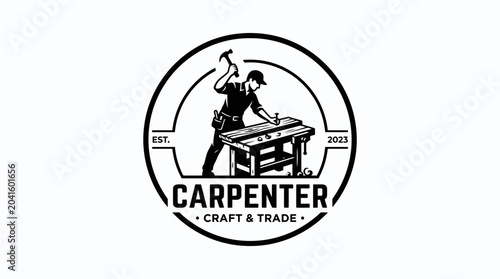 Foto Carpenter working with tools and wood.