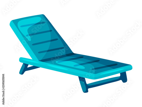 Blue Teal Beach Lounge Chair Sun Bed Clipart