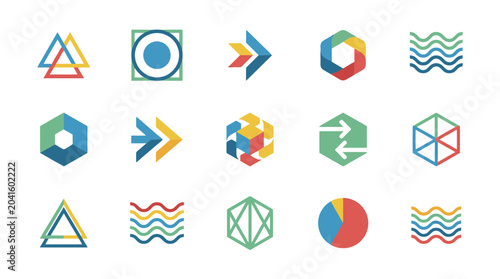 Canvas Print Geometric shapes icons set colorful.