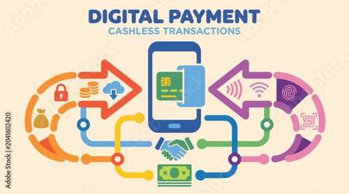 Foto Digital Payment Cashless Transaction Technology.
