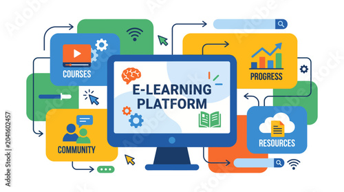 Elearning Platform On Computer Screen.