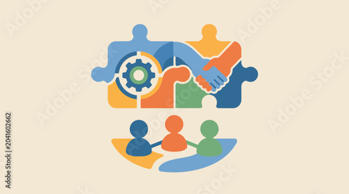 Bild auf Leinwand People Teamwork Puzzle Team Collaboration.