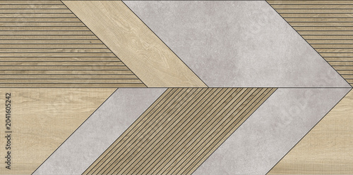 Modern seamless geometric pattern with natural textures: marble, wood, stone, cement, terrazzo. Ideal for interior design, wallpaper, packaging, textiles, tiles, and parquet flooring.