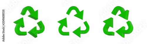 recycle icon 3d render green color