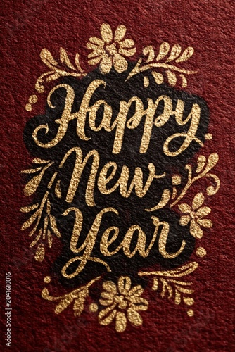 Simple festive Happy New Year message with elegant celebratory background