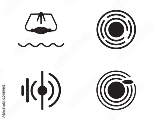 Seismic wave and earthquake detection vector icon set for geology concepts