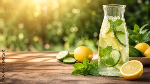 Refreshing lemon cucumber drink nature