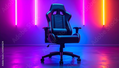 Futuristic gaming chair with neon lights and ergonomic high‑tech design