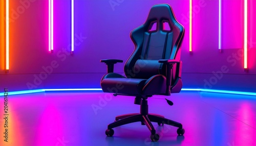 Futuristic gaming chair with neon lights and ergonomic high‑tech design