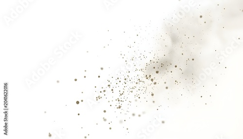 A cloud of tiny particles floating in the air against a white background