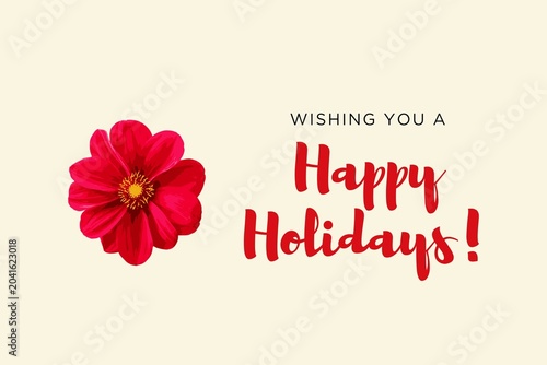 Happy Holidays Red Flower Greeting Background