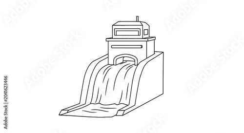 Foto Minimal line art showing a hydroelectric dam spillway