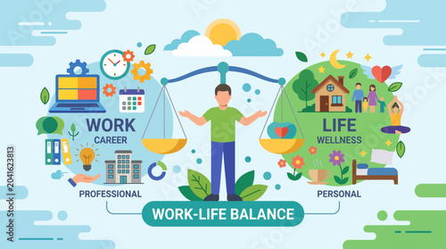 Man Balancing Work and Life.