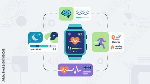 Smartwatch with Health Monitoring Features Displayed.