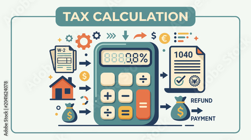 Tax calculation with a calculator.