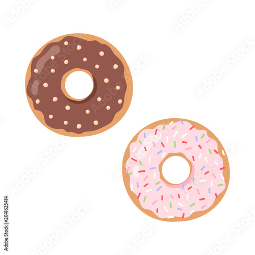 Donuts isolated on white background. Vector illustration