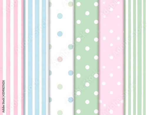 Pastel Patterned Wrapping Paper Rolls Arranged Side by Side on White Background