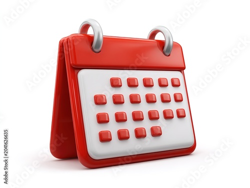 Red desk calendar on white background