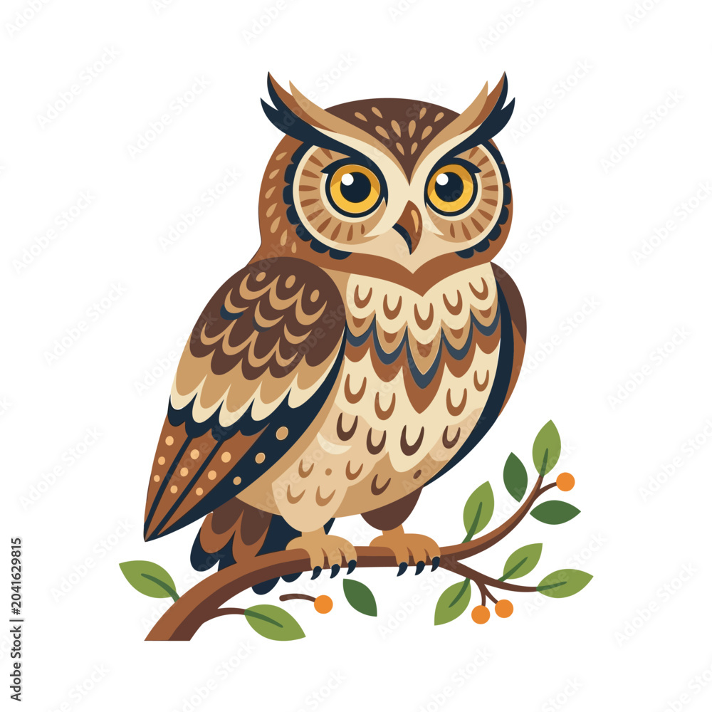 Obraz premium Wise wild owl bird clipart vector illustration for creative designs