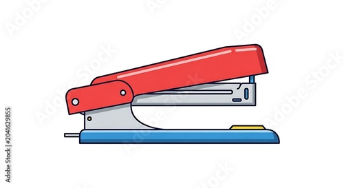 Colorful Office Stapler Resting on White Background