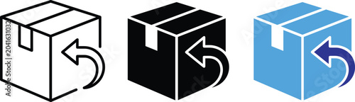 Cuadro en lienzo Product receive unboxing and cargo freight distribution vector icons illustration element