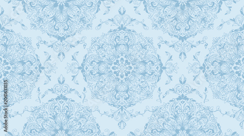 Billede på lærred Soft Blue Kaleidoscopic Pattern with Gentle Symmetry and Texture Background