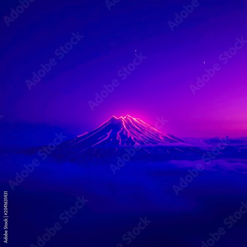 mount fuji at sunset