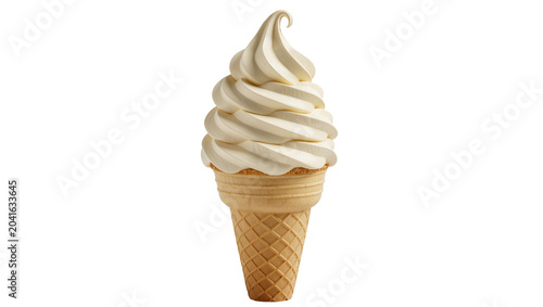 Swirl soft serve ice cream in waffle cone