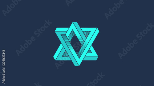 Geometric star-shaped multi-layered 3D design with blue tones