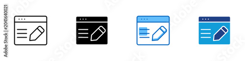 Canvas-taulu Web Editing Multiple Style Icon Design Vector - Browser page with pencil represe