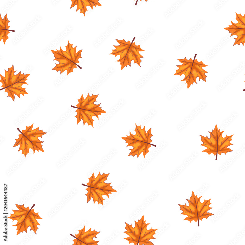 Fototapeta premium pattern ground maple leaf cartoon. yellow wave, outline symbol, oak silhouette ground maple leaf sign. seamless symbol vector illustration