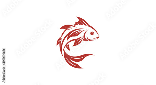 Tableau sur toile Stylized fish logo with flowing fins, eye detail, and elegant curves on a white