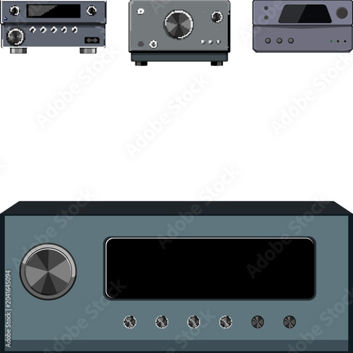 Canvas-taulu Modern audio video receiver units and sound amplifiers providing high fidelity d