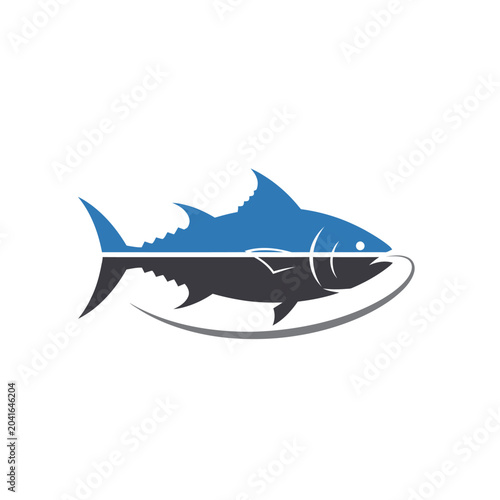 Obraz na płótnie Illustration of a stylized shark with a blue and black color scheme on a white b