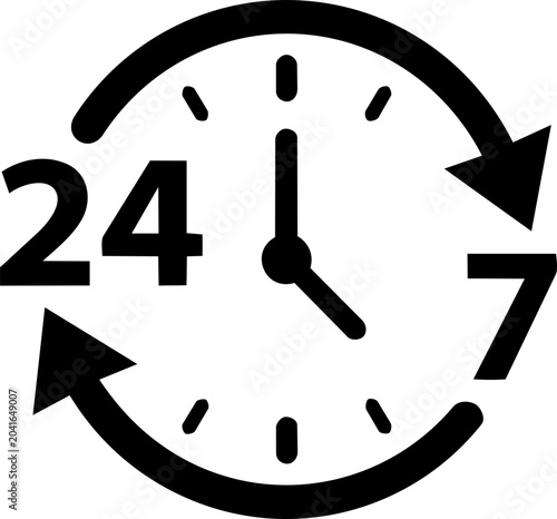 Foto 24/7 Hours Customer Service Support Vector Icon