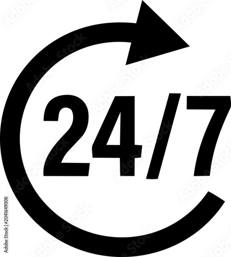 Картината върху платно 24/7 Hours Customer Service Support Vector Icon