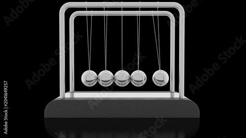 Pendolo di Newton in movimento. Video ideale per concetti di energia, impulso, causa‑effetto, equilibrio, dinamica, business e produttività.