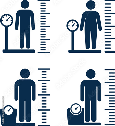 Weight and height measurement icons