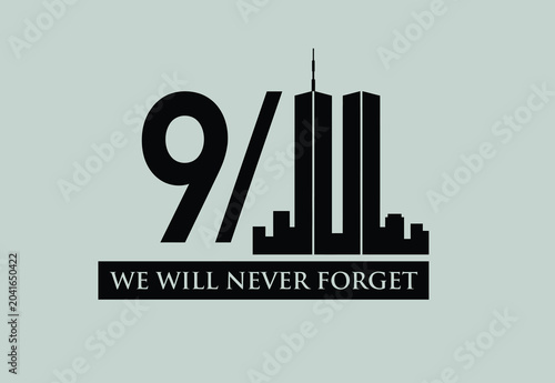 Slika na platnu 9/11 memorial never forget twin towers logo design