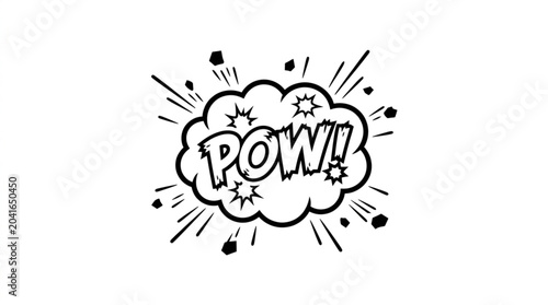 Foto Comic Book Style Pow Explosion Sound Effect Word Art.