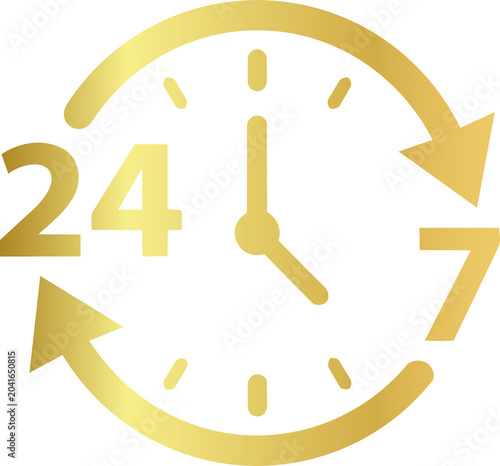 Bild auf Leinwand Golden 24/7 Hours Customer Service Support Vector Icon