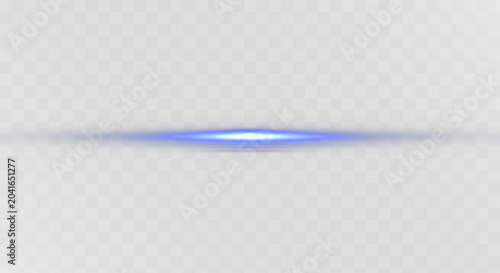 Glowing blue neon horizontal lines and laser beams with moving particles create a dynamic effect of speed. Bright futuristic light streaks isolated on transparent PNG background.