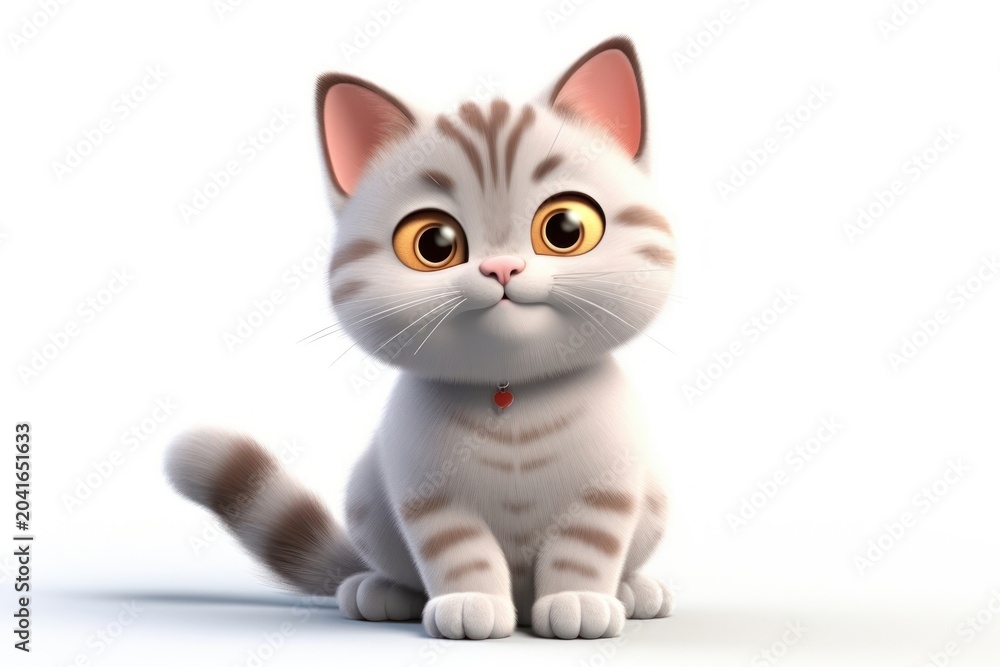 Fototapeta premium Cartoon animal mammal kitten.