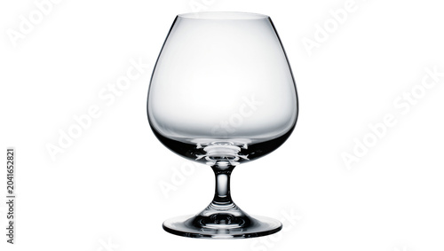 Photos Clear glass brandy snifter with stem and foot
