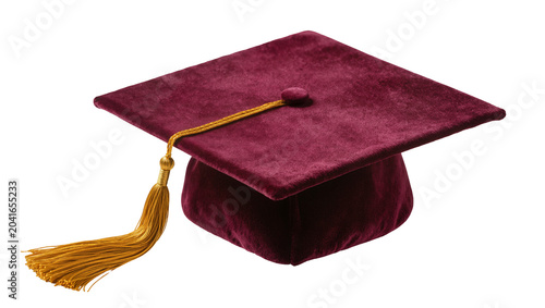 Fotografie Maroon graduation cap with gold tassel
